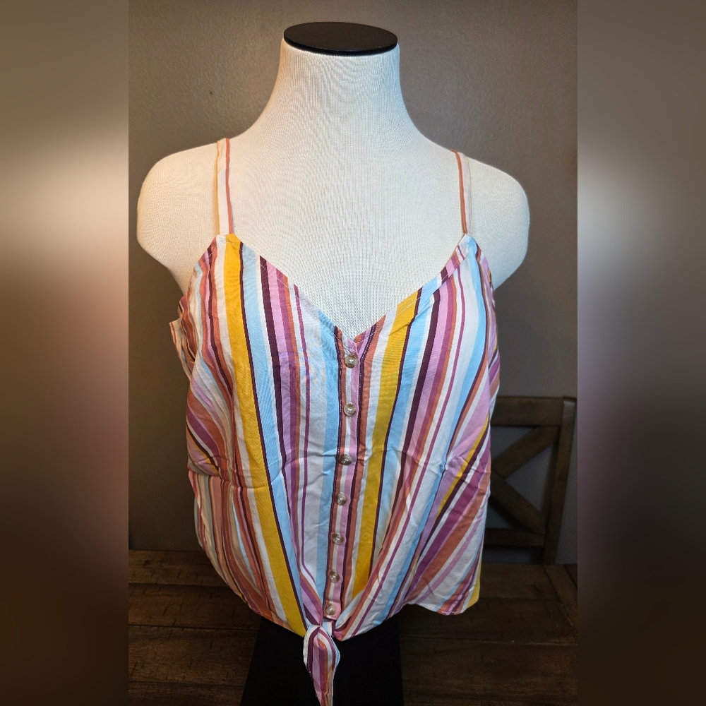 Torrid Challis Button Down Tie Front Crop Top 2x